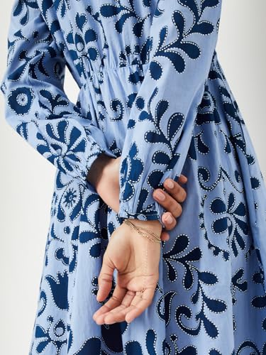 Max Women's Cotton A-Line Midi Dress (MT55001_Indigo