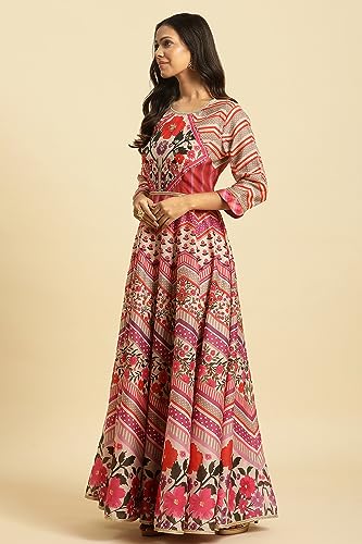 Wishful by W Women's Polyester Dress & Dupatta (23AUSP11442-122624_Multicolour