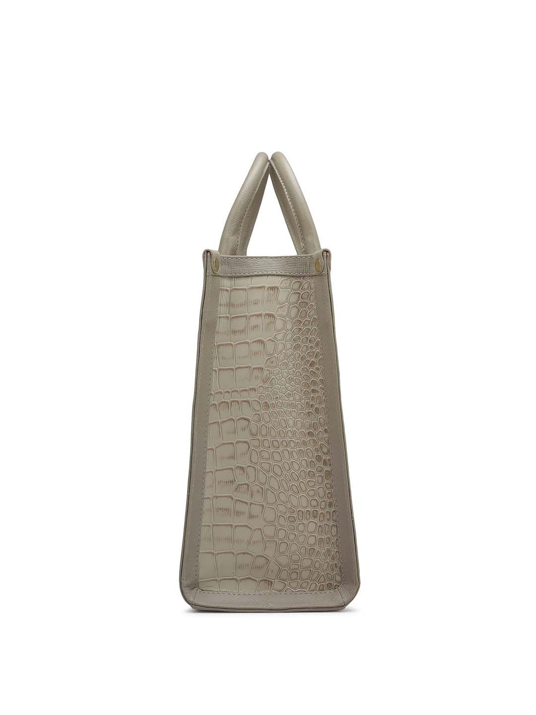 Da Milano Genuine Leather White Book Tote (01673) (Medium)