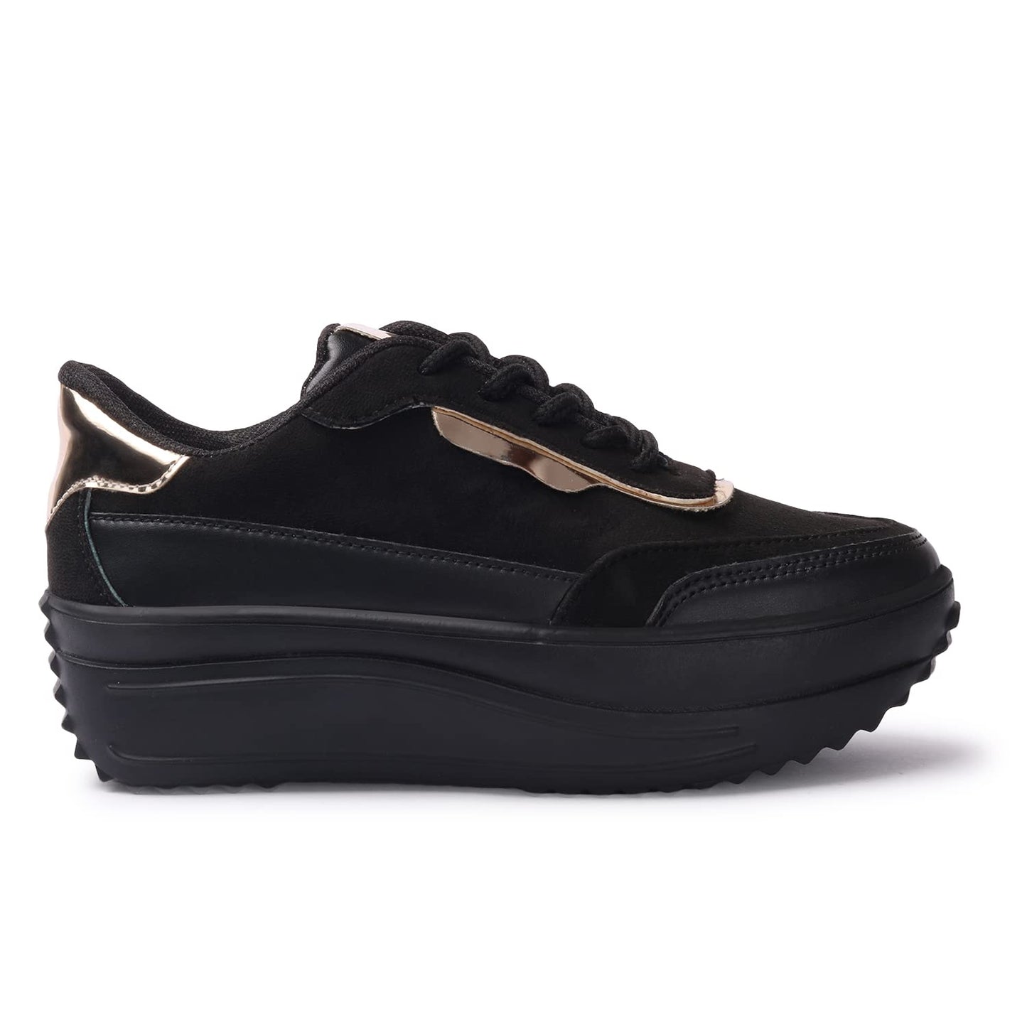 LENSBURY Women's Shoes for Walking Gym Training, Casual, Sports, Slip-On, Lightweight Lace up Athletics Slipon Running Sneaker for Ladies and Girls LBCNV4014BL-40 Black