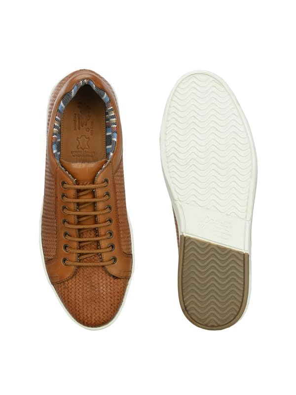 HITZ Men's Tan Leather Lace-Up Sneaker - UK 7