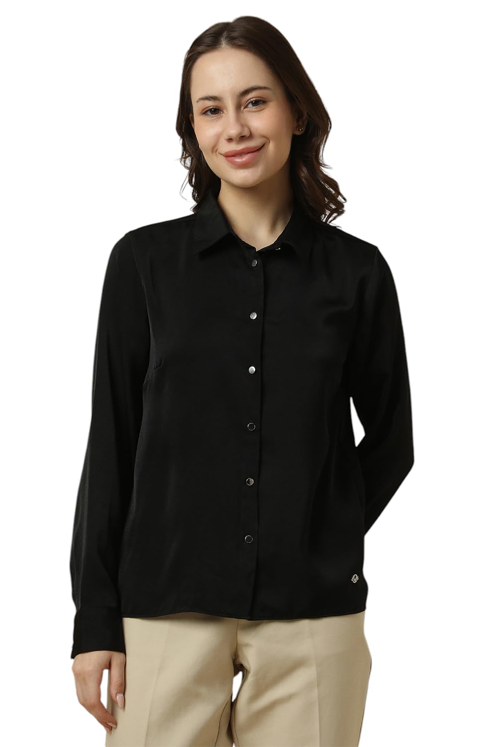 Allen Solly Women Black Solid Long Sleeves Shirt