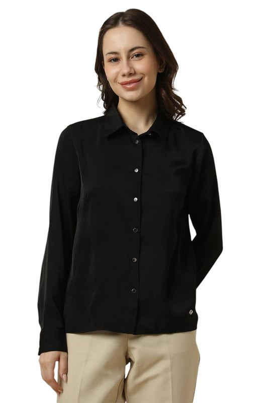 Allen Solly Women Black Solid Long Sleeves Shirt