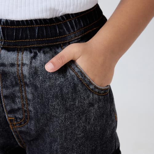 Hopscotch Girls Cotton Cargo Denim Jeans in Black Color for Age (2-3 Years)