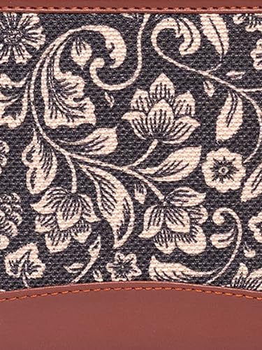 ZOUK Women's Flomotif Print Handmade Vegan Leather Wallets and Jute Purse for Ladies - Clutch with Indian Print - Wallets for Mobile Phones (Multicolour)