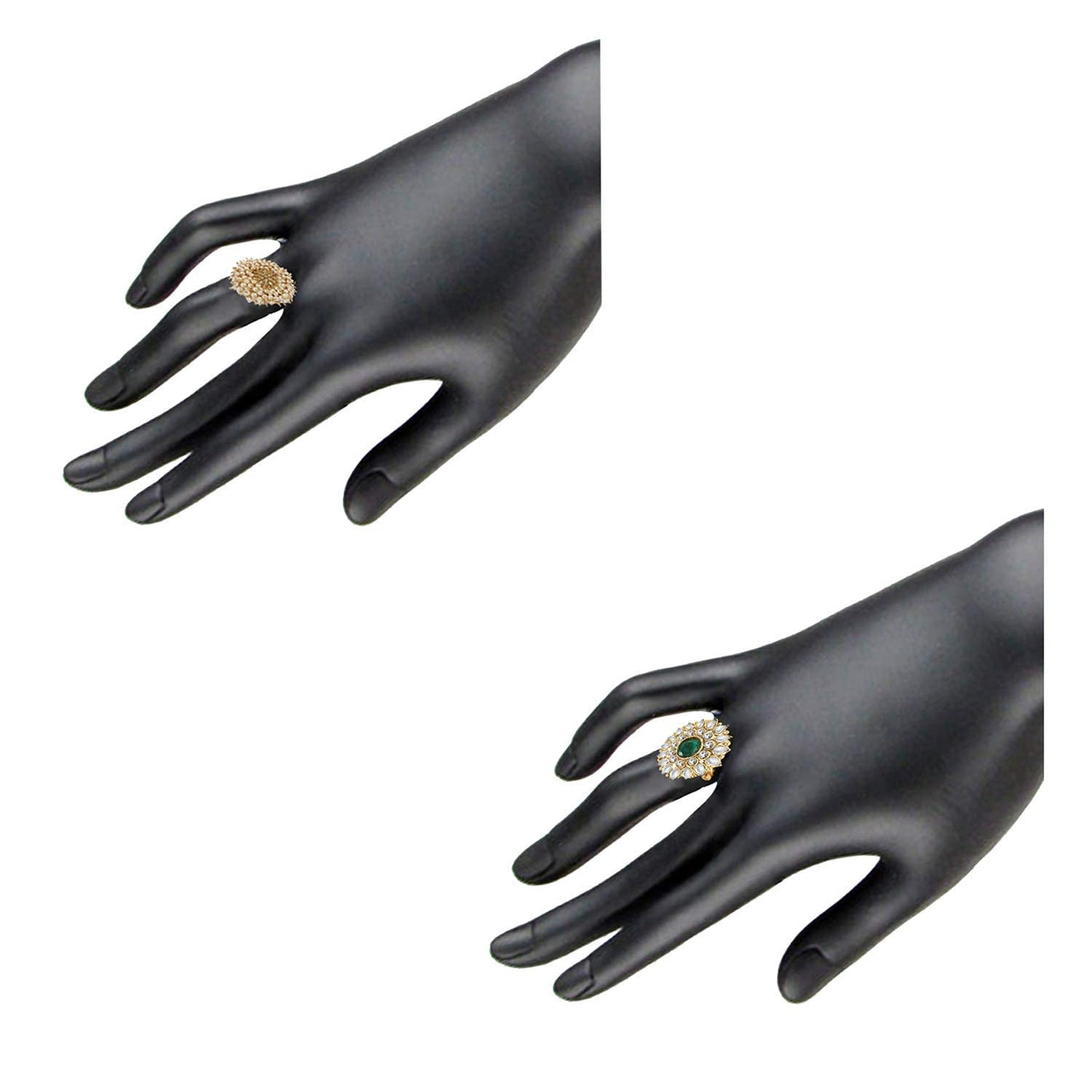 Okos Traditional Ethnic Gold Plated Alloy Adjustable Cocktail Finger Ring For Women - Combo Of 2 CO1000230C