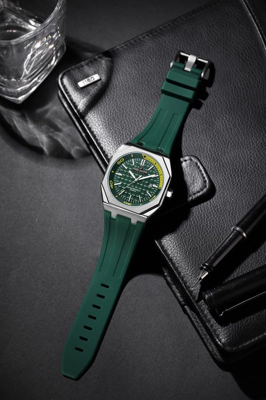 Daniel Hechter Paris Monceau Collection Analoge Watch for Men with Textured Octagone Dial and Silicon Strap-DHM1008