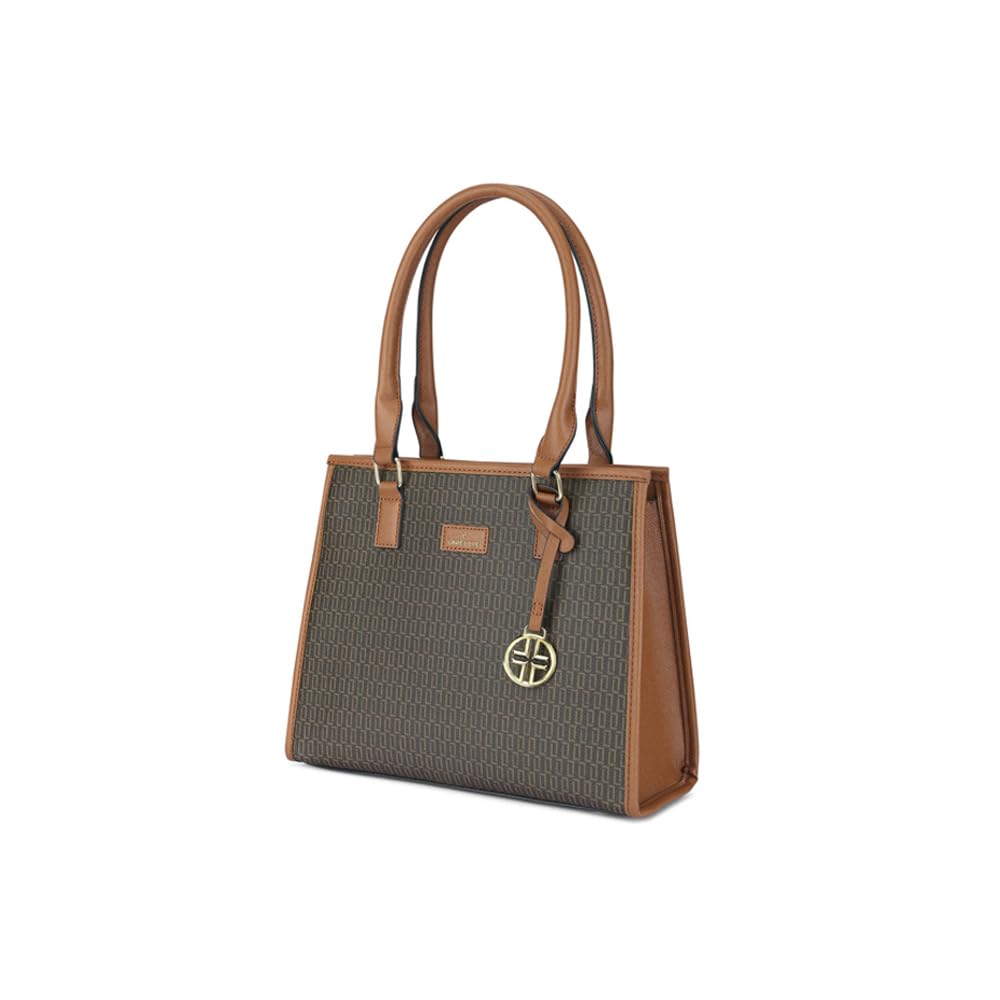 Lavie Lx Quad Synthetic Zipper Closure Women's Satchel Bag (CHOCOLATE, MEDIUM)
