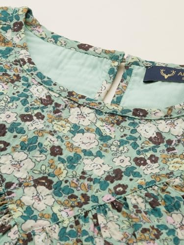 Girls Green Print Casual Top