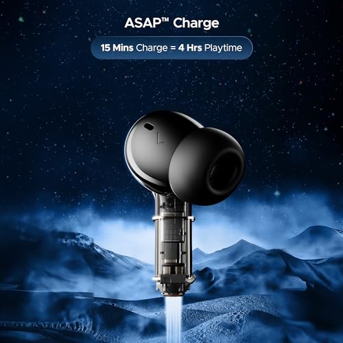 boAt Nirvana Space, 360º Spatial Audio, Active Noise Cancellation (~32dB), 100Hrs Battery,4Mics ENx, Fast Charge, v5.3 Bluetooth Earbuds, TWS Ear Buds Wireless Earphones with mic (Cosmic Black)