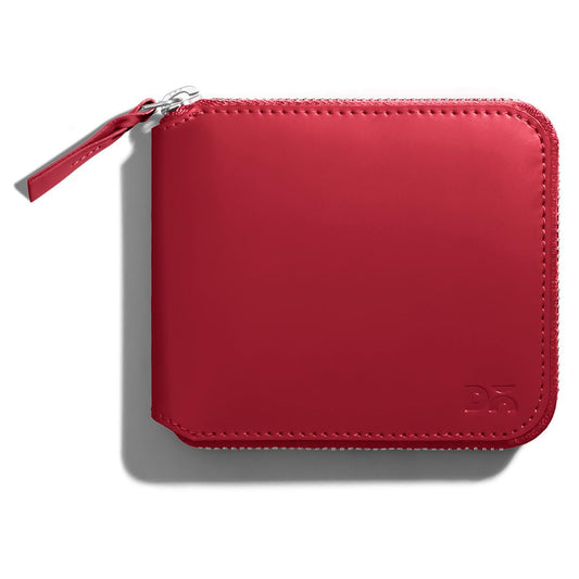 DailyObjects Crimson Red Women's Zip Wallet | Made with Vegan Leather Material | Carefully Handcrafted | Holds up to 8 Cards | Slim and Easy to Fit in Pocket | Coin Pocket with Button Closure