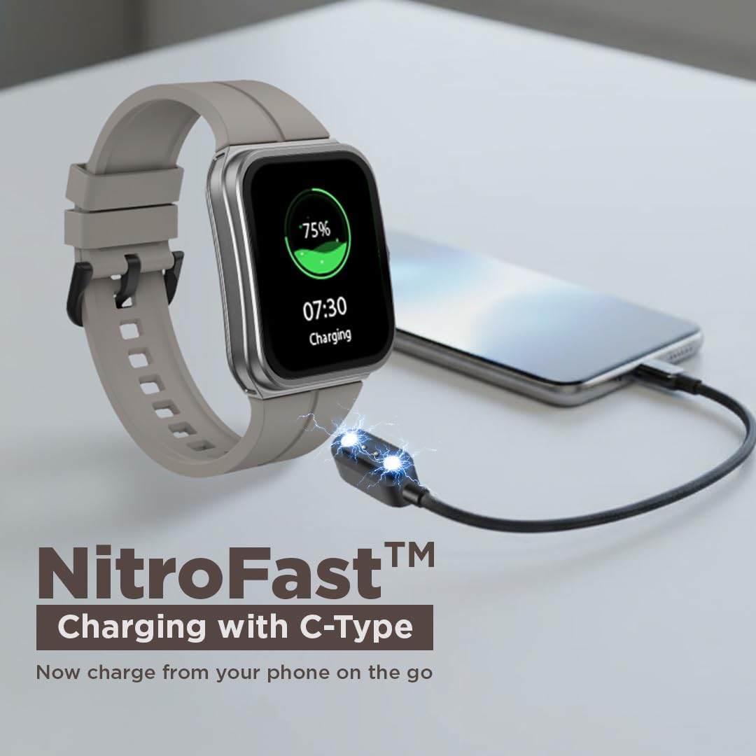 Fastrack VOX Neo Smart Watch with 1.91” Curved TFT Display, Rotary Crown, Offline Voice Commands,To-Do list, BT Calling, 24/7 Health Suite, SpO2, HRM, Sleep Tracking, IP68 Water Resistant - Delta Clay