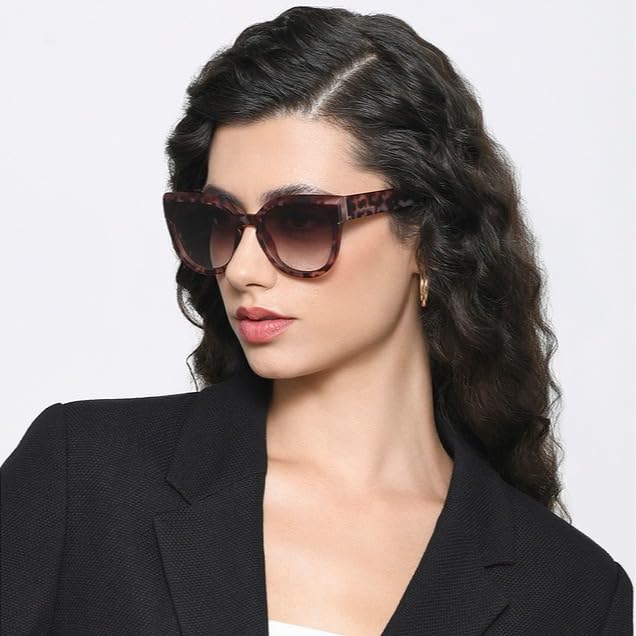 Vincent Chase By Lenskart | Tortoise-Brown Full Rim Cat Eye | STARDUST | Branded Latest and Stylish Sunglasses | Polarized and 100% UV Protected | For Women | Large | VC S16930