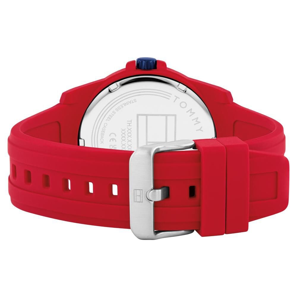 Tommy Hilfiger Quartz Analog Red Silicone Strap for Men-TH1710598W