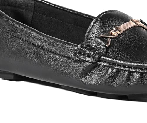 LOUIS STITCH Women’s Black Premium Slip-On Loafers with Buckle | Elegant Solid Slip-On Comfort Shoes for Casual and Formal Wear | Slip-On Loafer Shoes for Women | LSLD-BLR-HS04-JB | UK-5