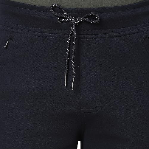 Van Heusen Athleisure Men Knit Shorts - Cotton Rich - Smart Tech, Easy Stain Release, Anti Stat, Ultra Soft, Quick Dry_50002_Black_L