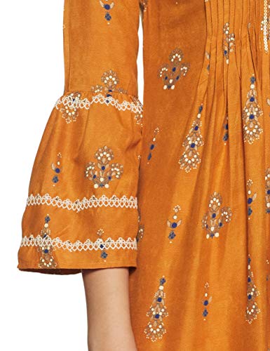 W for Woman Women's Rayon Kurta (19AUW12654-112755_Yellow_XS (6))