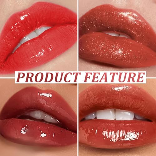 Lip Gloss,Tinted Lip Oil Long Lasting Non-sticky Shiny Lip Plumping Lip Gloss,Hydrating Moisturizing Lip Glow Oil for Looking Lips,Smooth Glossy Lip Plumper Gloss for Women (Caramel Nude)