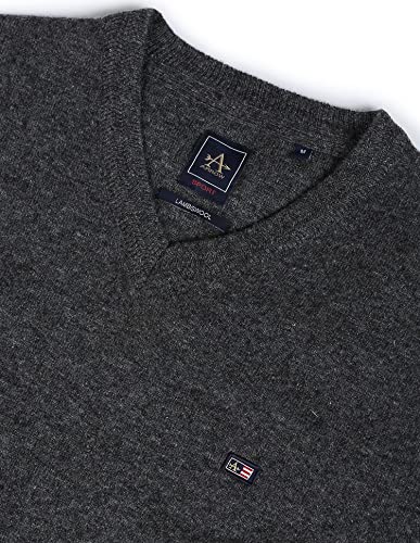 Arrow Men Dark Grey V-Neck Long Sleeve Heathered Sweater