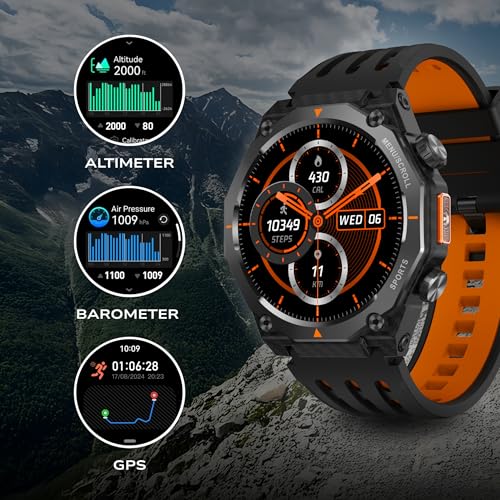 Fastrack Xtreme Adventure Smartwatch with 1.43” AMOLED Display, Dual Push Button, GPS, ABC, 1ATM, Inbuilt Torch, 100+ Multisports, Dual Tone Strap, BT Calling, HRM, SpO2 & Multiple Menu Styles - Green