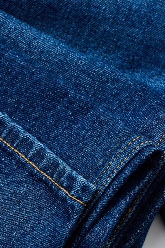 SNITCH Men Jeans Solid Blue Casual Wear | Loose Fit, Turned-Up Cuffs, Classic Blue Wash | 100% Cotton, Mid Rise, Relaxed Thigh, Wide-Leg, Five Pockets, Machine Wash