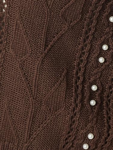 Max Women Embellished Knit Cardigan (Brown_S)
