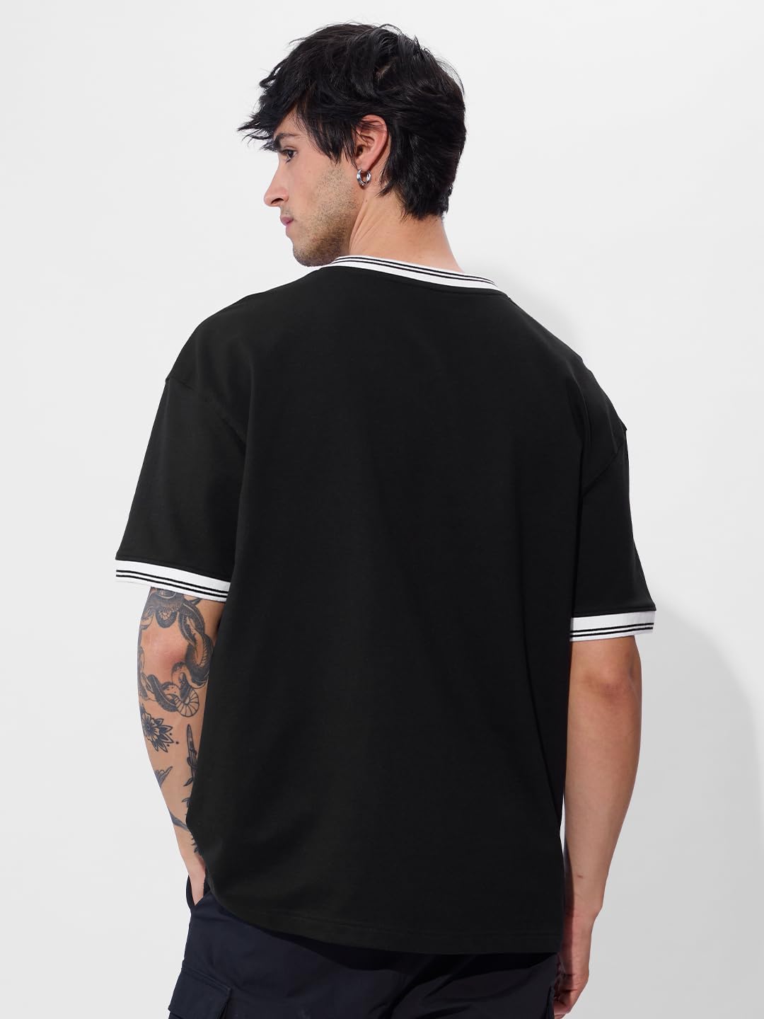 The Souled Store Varsity T-Shirt: Blue Blaze Oversized T-Shirt for Men Boys Cotton Casual Half Sleeves Baggy Loose Fit Drop Shoulder Round Neck