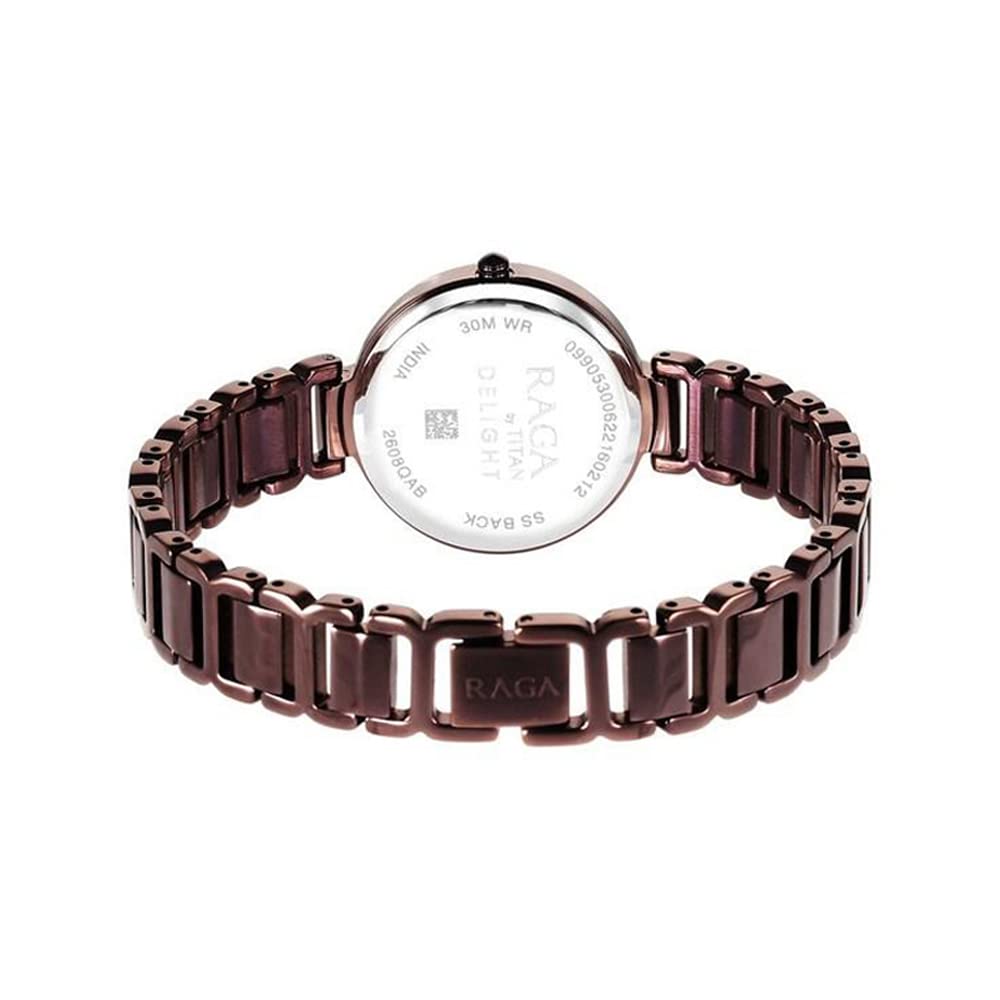 Titan Raga Women's Allure: Brown Dial with Designer Metal Strap Analog Watch-2608QM02/NT2608QM02