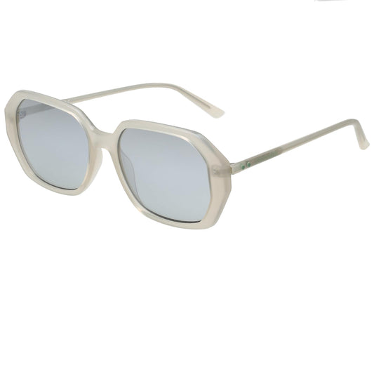 Calvin Klein|White Full-rim Oval Branded Latest and Stylish Sunglasses|100% UV Protection (UV 400) Green Reflector Mirror Lens|Women|Medium|CK 18535 103 55 S