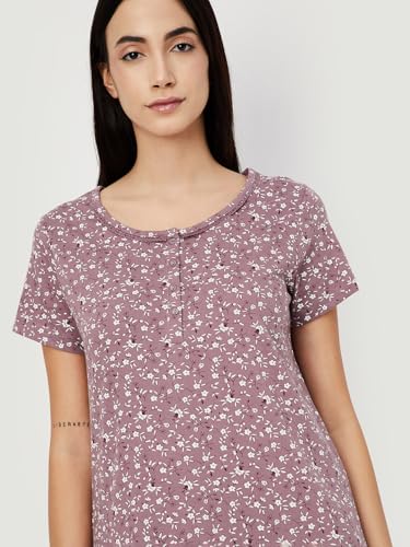 Max Women's Cotton Casual Nightgown (GIONKG06_Mauve_L)