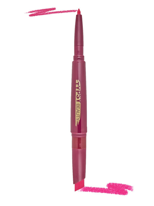 Typsy Beauty Twist & Pout Lipstick & Lip Liner I Lipstick with Matching Liner for Defined Lips I On Wednesdays | Matte Finish & Contoured Lip Effect I Hot Pink | Korea Made I Paraben Free 0.75 + 0.16g