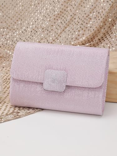 ZEVORA Women's Framed Foldover Clutch | Detachable Chain Sling Strap | Ladies Purse Wallet 04B Gold (20X14 CM)