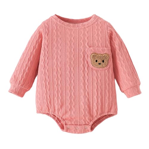 Hopscotch Baby Girls Textured Print Full Sleeves Pink Bodysuits For Ages (18-24 Months)