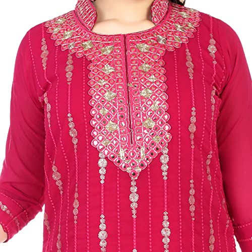 EthniCraze Straight Palazzo Pink Embroidered Suit With Georgette Dupatta (1128_Pink_38)