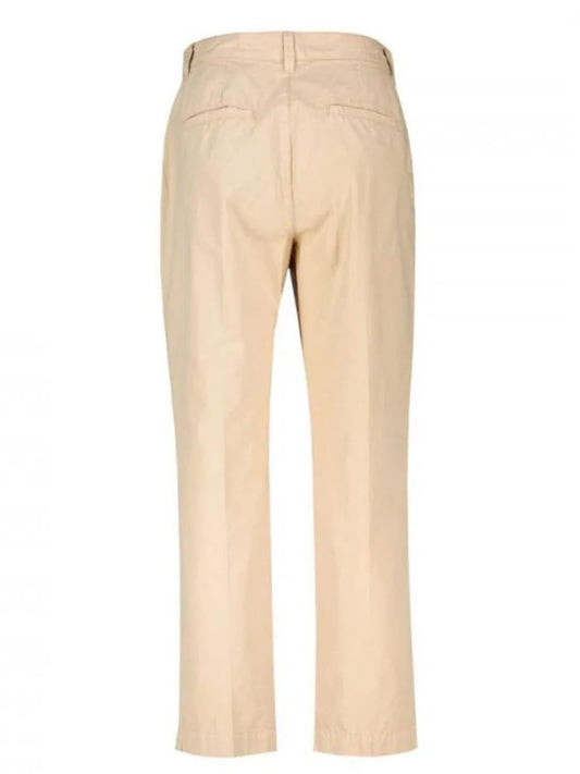 GUESS Women's Beige Cotton Solid Slim Fit Trouser