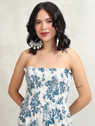 Vishudh Women SHOULDER STRAP Regular Fit Sleeveless VPJS000003 WHITE/TEAL BLUE 2XL