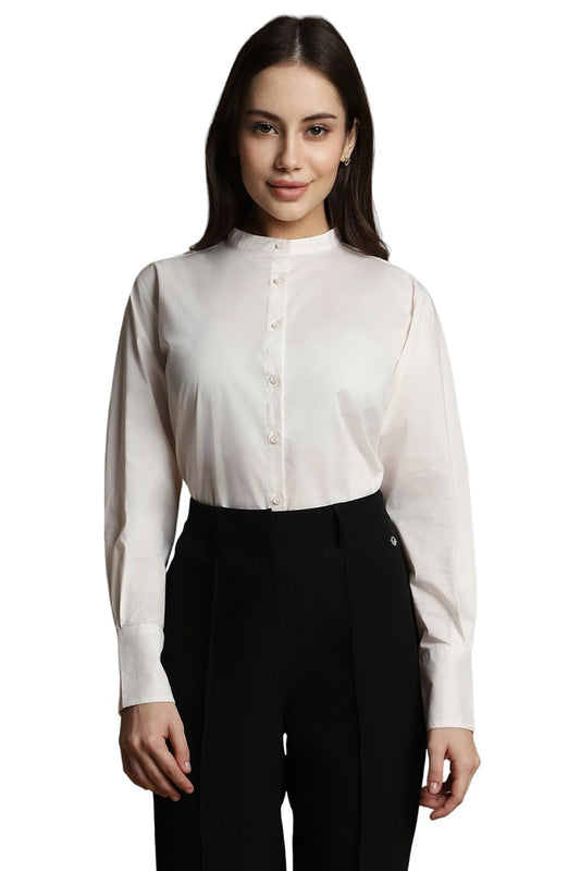 Allen Solly Women's Regular Fit Shirt (AHSFWRGFG09788_White