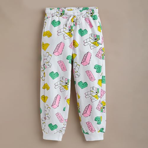Hopscotch Girls Sleeveless Green Graphic Print Jogger Set For Ages (9-10 Years)