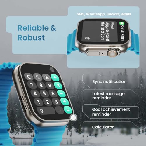 GOBOULT Newly Launched Crown Smart Watch 1.95'' Screen, BT Calling, Working Crown, Zinc Alloy Frame, 900 Nits Brightness, AI Voice Assistant, SpO2 Monitoring, 120+ Sports Mode (Denim Blue)