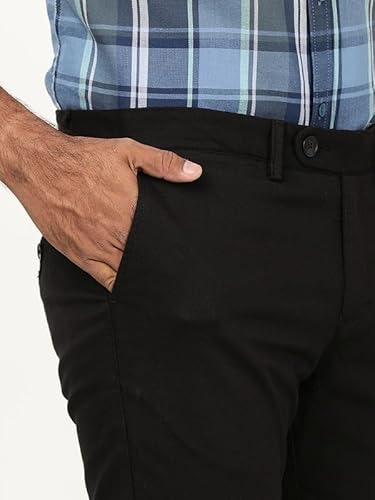 Men Brooklyn Fit Cotton Stretch Trouser, Black, 32