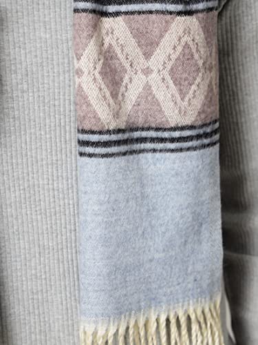 Ravaiyaa - Attitude is everything Men's Pure Wool Muffler, Winter Scarf Neck Wrap Diamond Pattern Stylish Muffler (Purple & Light Brown)