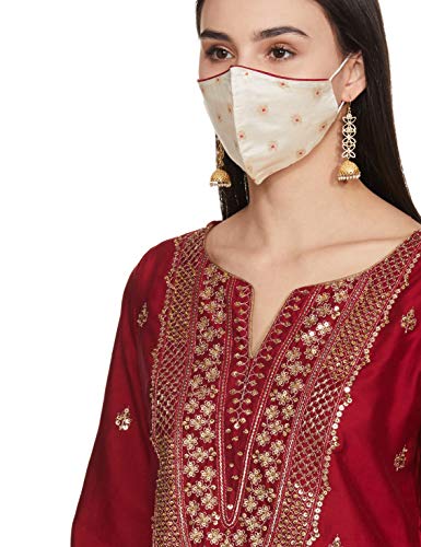 BIBA Women's Cotton Solid Relaxed Salwar Kurta Dupatta (Skd6901_Cherry Red_32)