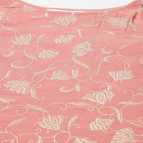 Biba Women Blush Pink Printed Straight Kurta Regular Pants Suit Set_46