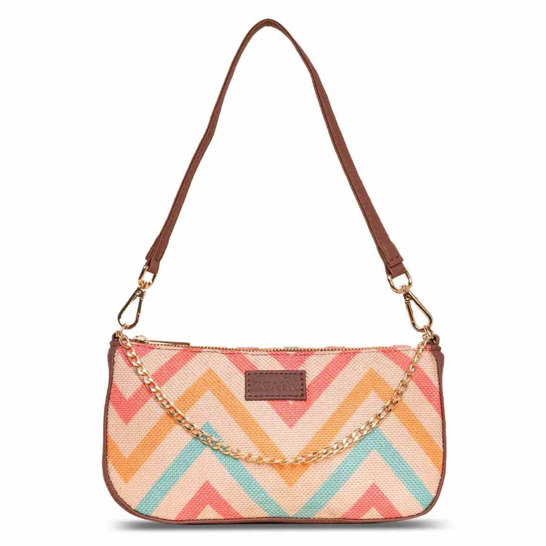 ZOUK Baguette Bag | Crossbody Bags for Women | Women's Handbags | Stylish Sling Bag for Woman | Vegan Leather Evening Bag | Travel & Office Use | Purse and Wallet | WavBeach Print