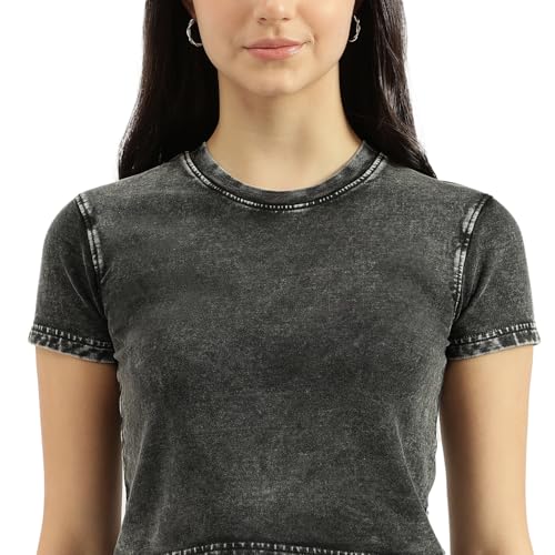 United Colors of Benetton Round Neck Washed T-Shirt (Size: M)-25P3E29D3317I100 Grey