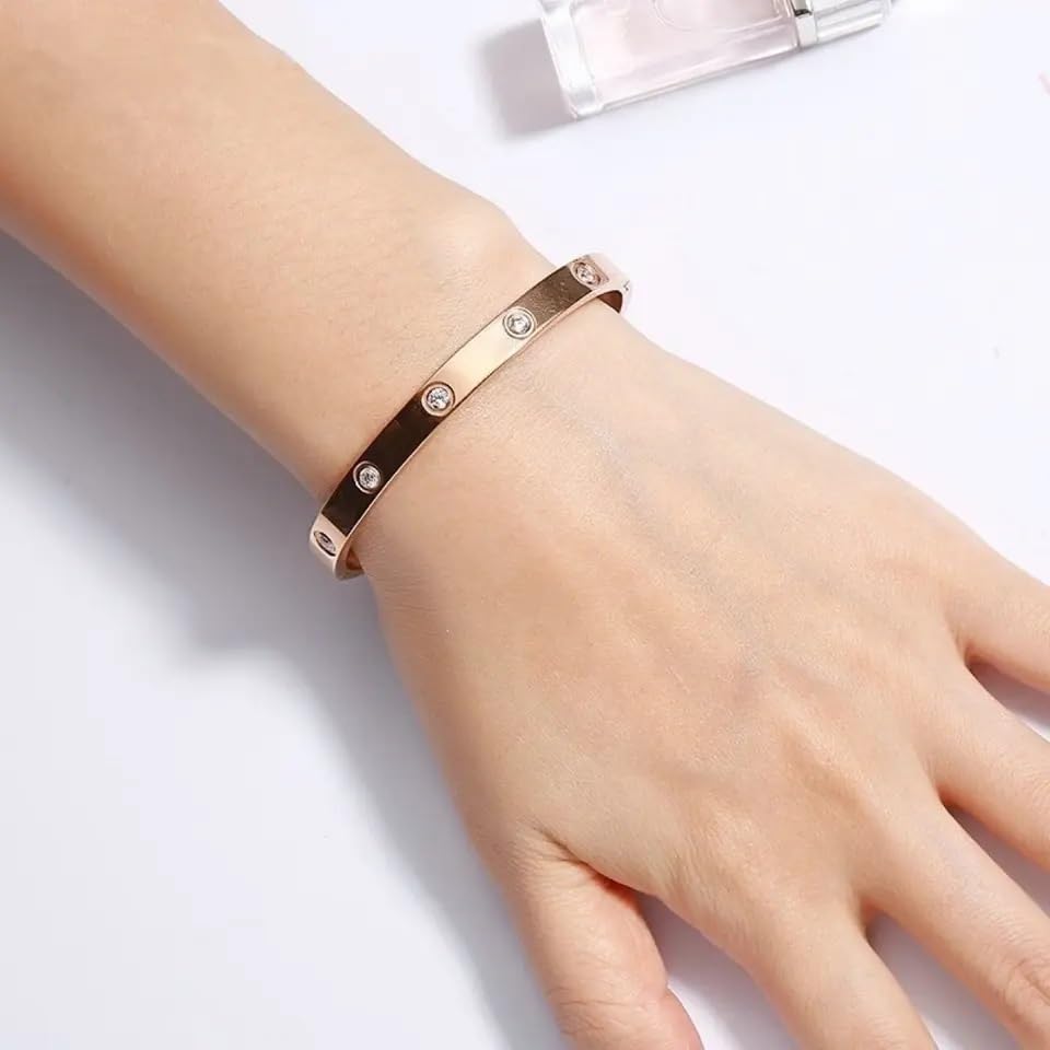 MEENAZ bracelet for Women Evil Eye Bangles for women Anti Tarnish Stylish Adjustable Bracelet for girls Rose gold Kada for Women Accessories Jewellery for Women Girls friendship rakhi gift for sister