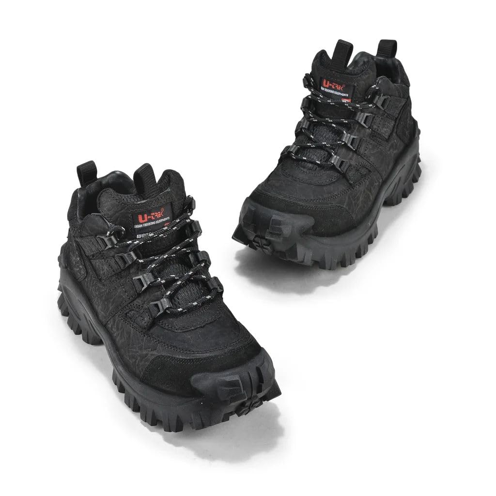 Woodland Men's Charcoal Black Leather Sneaker Casual Shoe-8 UK (42 EU) (G 40777Cma)