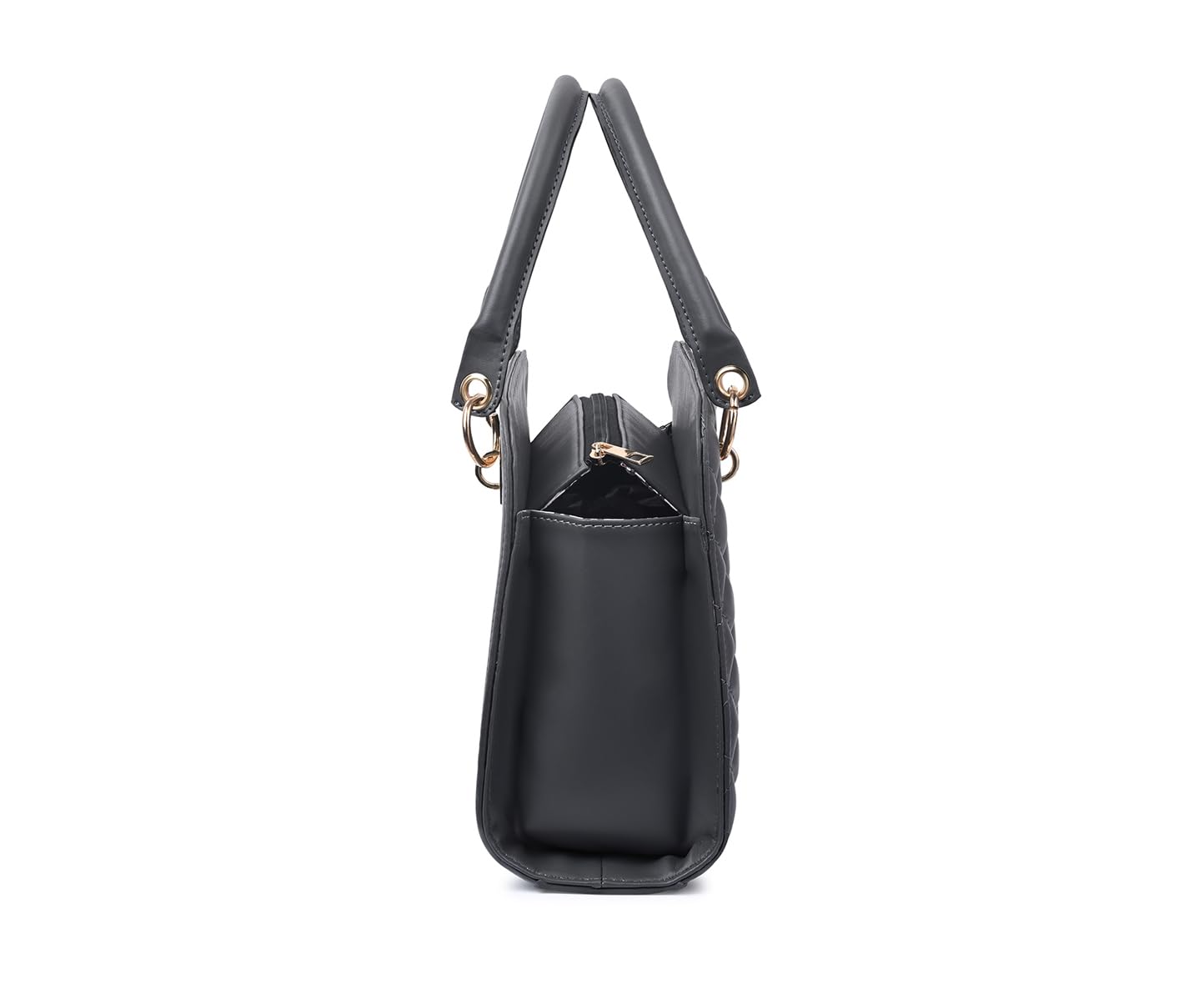 LOUIS STITCH Dark Grey Shoulder Bag for Women | Stylish Satchel Handbag Purse for Ladies with Zip Closure | LDB-03-CUFLDG