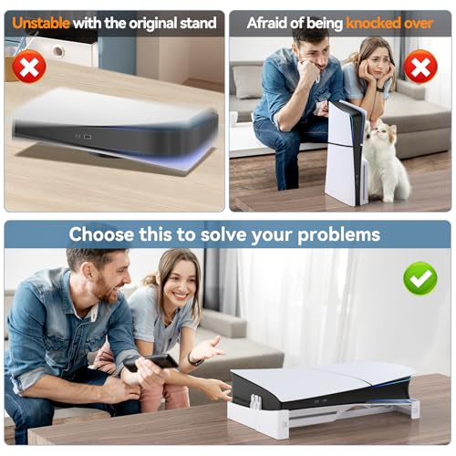 Kosker PS5 Stand Horizontal for PS5/ Slim/Pro Disc & Digital Console, Scalable Design for PlayStation 5 Slim Horizontal Stand with Fixed Screw, Stable PS 5 Base Holder for PlayStation 5 Console