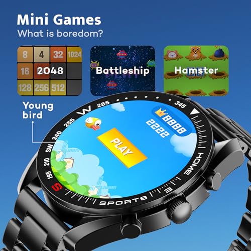 GOBOULT Mirage Smart Watch 1.39''HD Screen, Bluetooth Calling, IP67, Zinc Alloy Frame, 500 Nits Brightness, AI Voice Assistant, SpO2 Monitoring, 120+ Sports Mode (Coal Black)